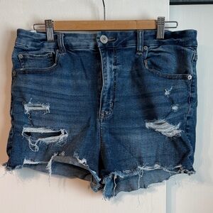 American Eagle Outfitters Blue Ripped Jean Shorts